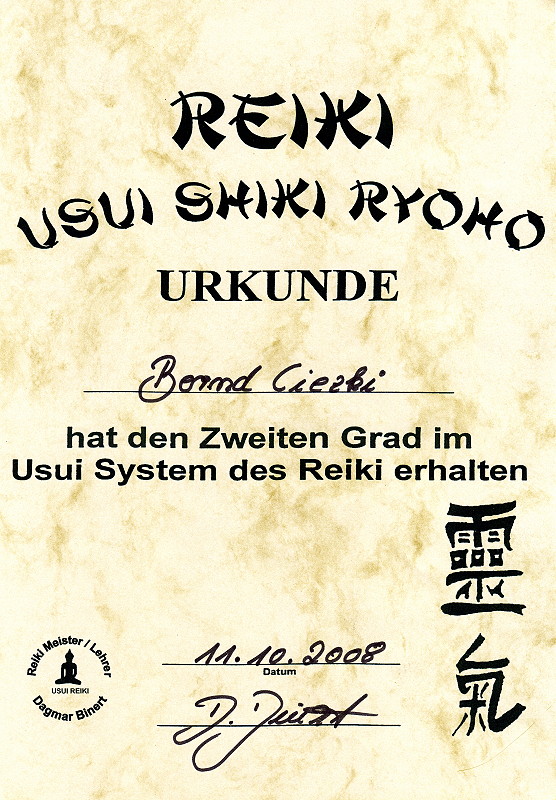 Zertifikat Reiki 2